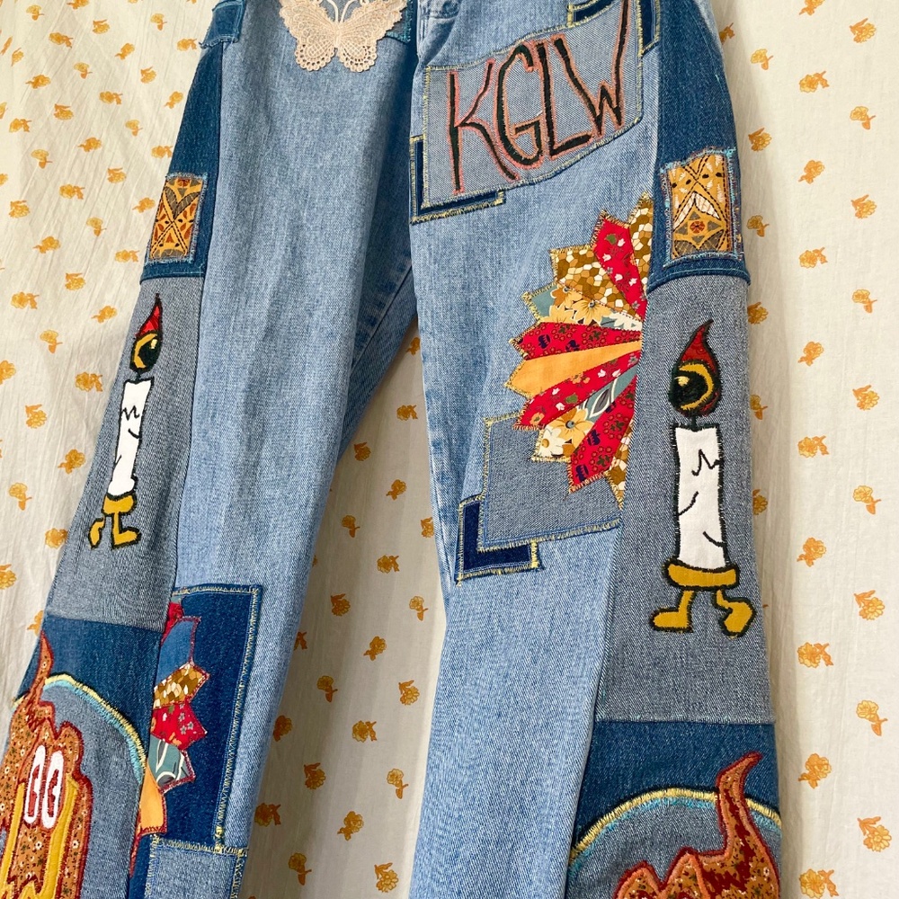 King Gizzard Upcycled Vintage Wrangler Jeans - Picture 2 of 12